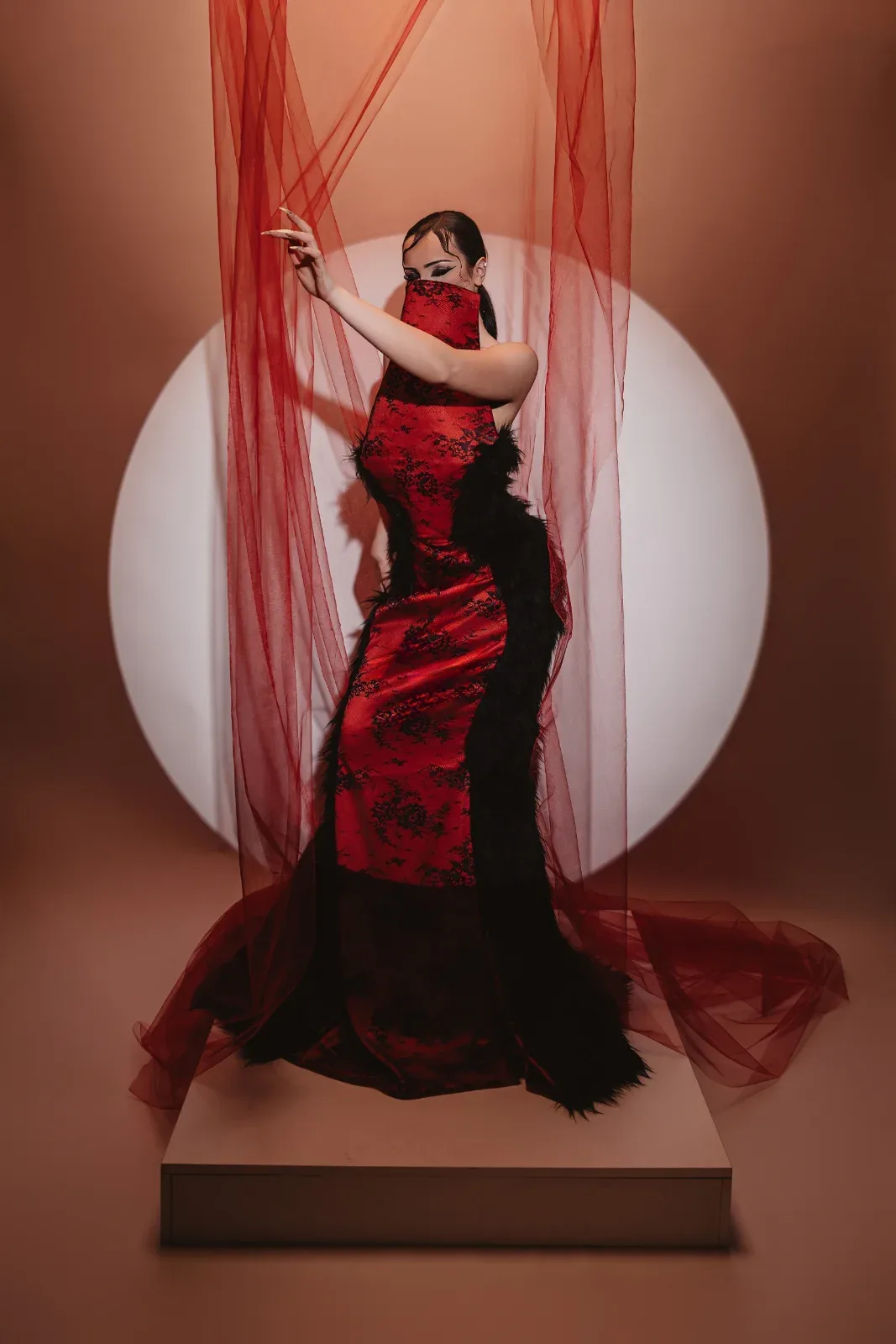 Crimson Veil Gown — image 1